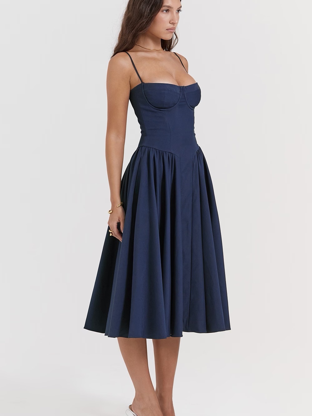 House of CB SAMARIA French Navy Corset Sundress - Picture 6 of 11